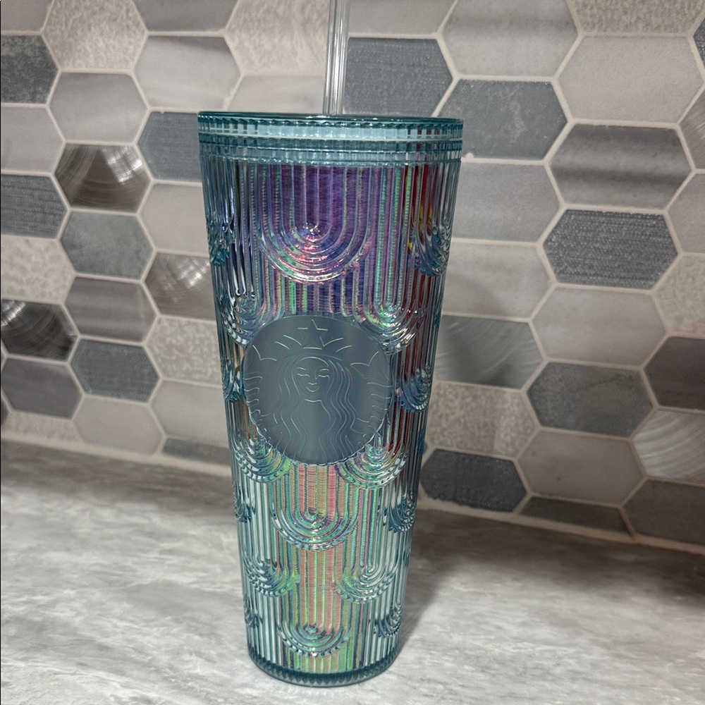 Starbucks Blue and Iridescent Textured Tumbler